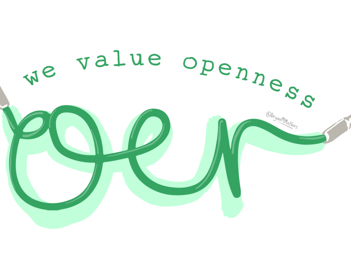 OER18: We value openness [remixed visual thinkery by @BryanMMMathers]
